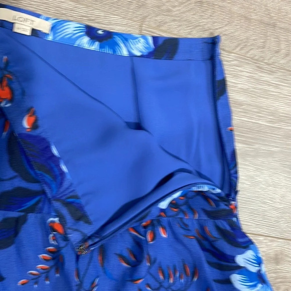 Ann Taylor LOFT Floral Tiered Mini Skirt Blue and Red 14 - Picture 8 of 11